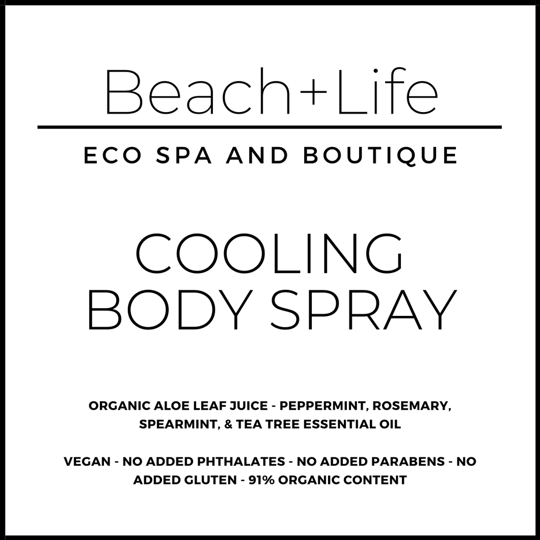 Cooling body spray label with description