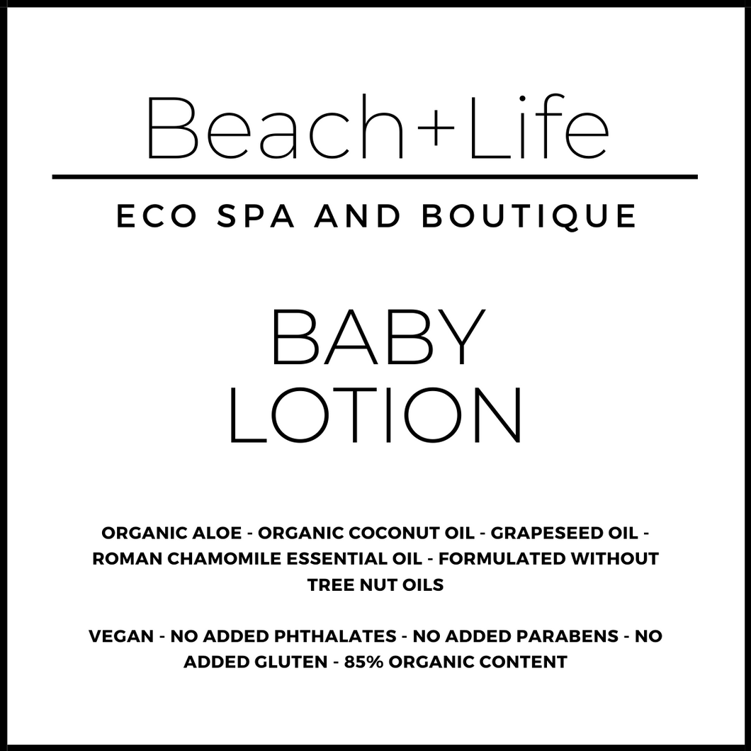 Baby lotion label with description