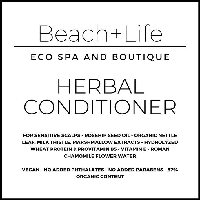 Herbal conditioner label with description