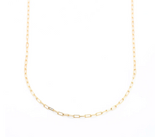 Load image into Gallery viewer, Close up image of gold vermeil paperclip necklace displayed on a white background
