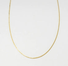 Load image into Gallery viewer, Close up of baby box chain necklace in gold vermeil

