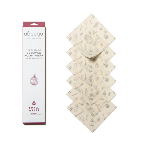 Abeego beeswax wrap packaged and unpackaged - small