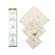 Load image into Gallery viewer, Abeego beeswax wrap packaged and unpackaged - variety pack
