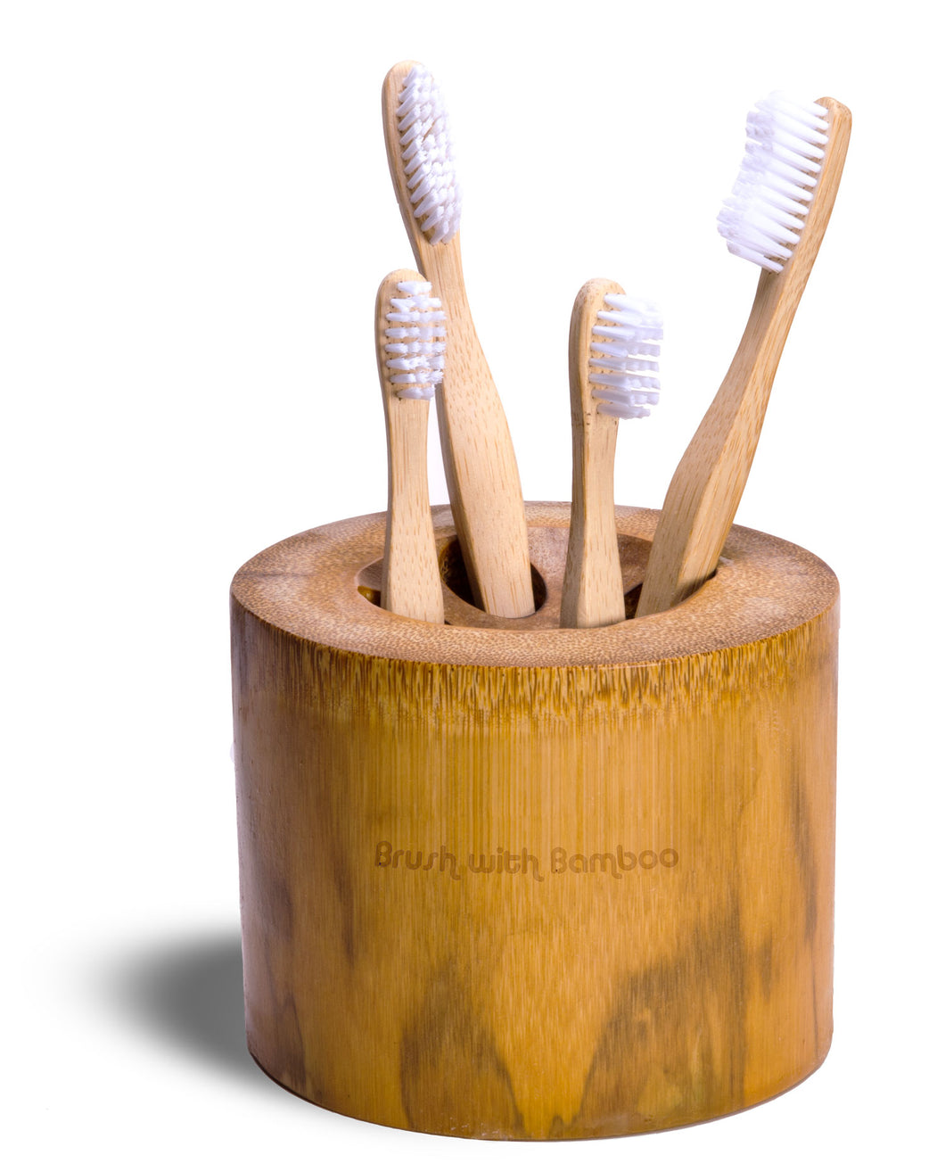 Bamboo tooth brush holder with brushes
